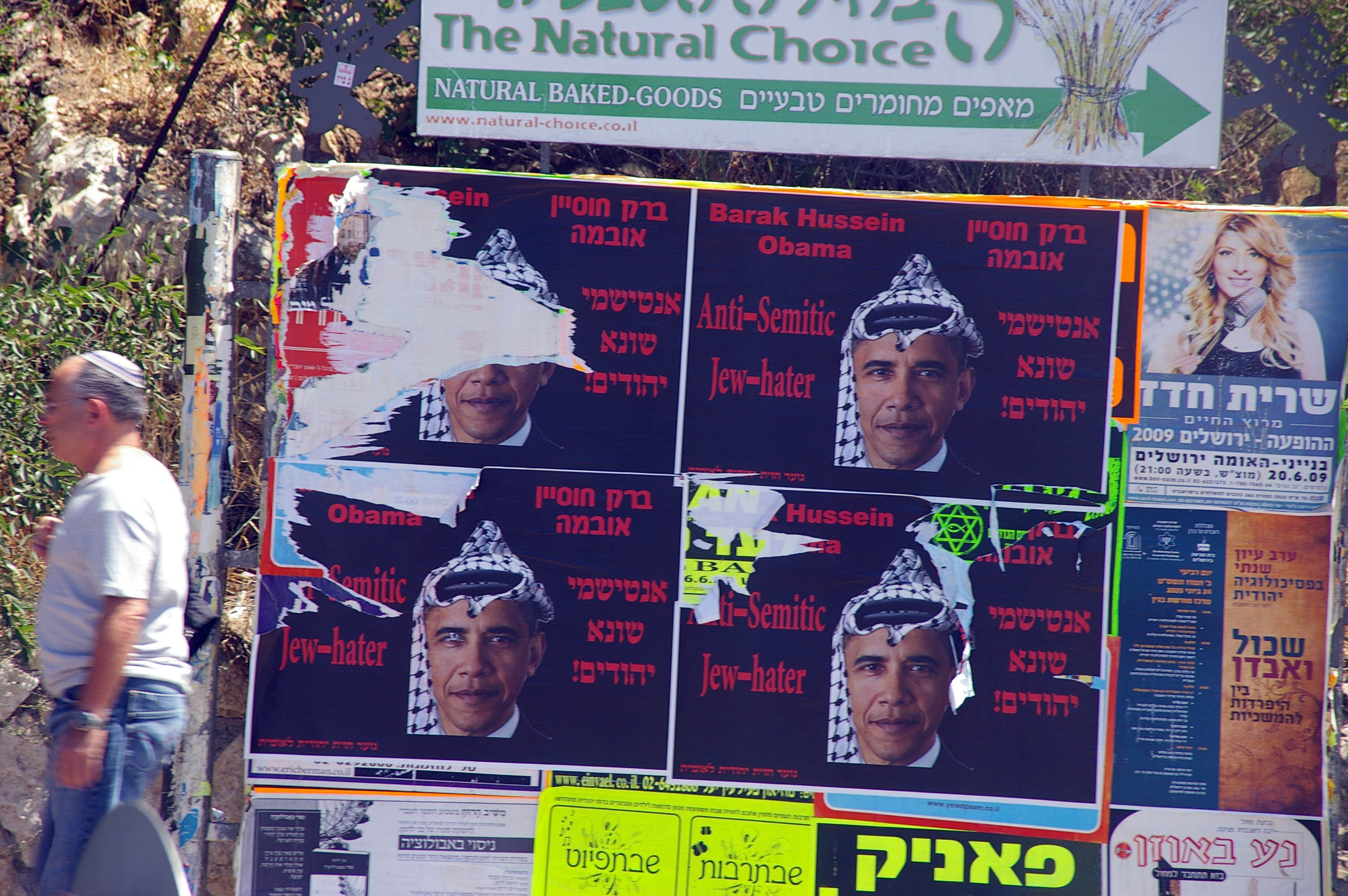 Carteles contra Obama en las calles de Jerusalem