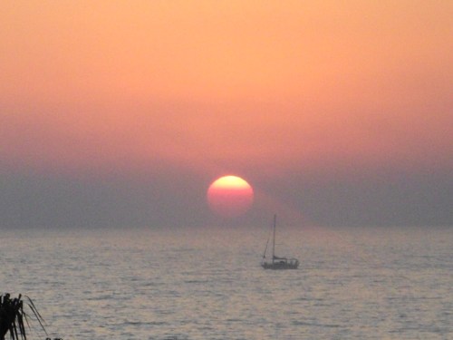 Puesta de sol en Tel Aviv, hoy.