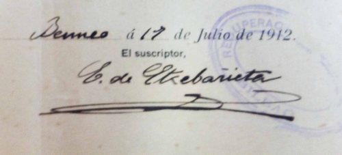 Euzkadi egunkariaren obligazioak erosteko eman zuen sinadura