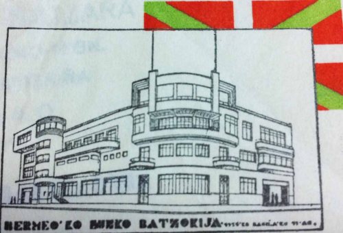 Bermeoko UBBak batzoki berriaren irudiarekin idazki ofizialetan erabiltzeko prestatu zuen menbretea